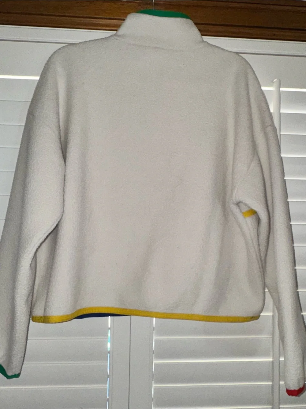 New Balance x Staud Sherpa Pullover | Sz Medium | off white with colored piping - Picture 8 of 9
